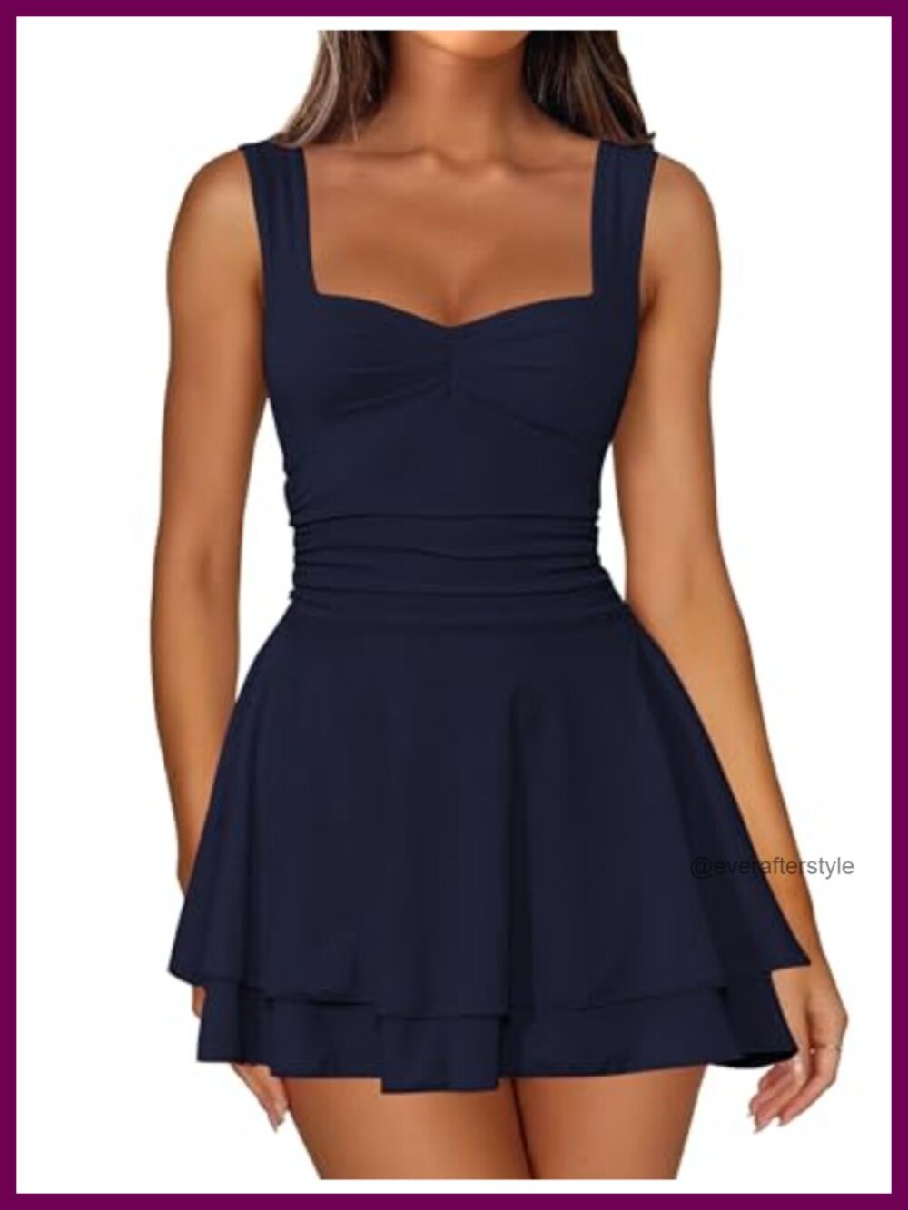 Women's Square Neck Sleeveless Mini Dress Corset A-Line Ruffle Party Dress